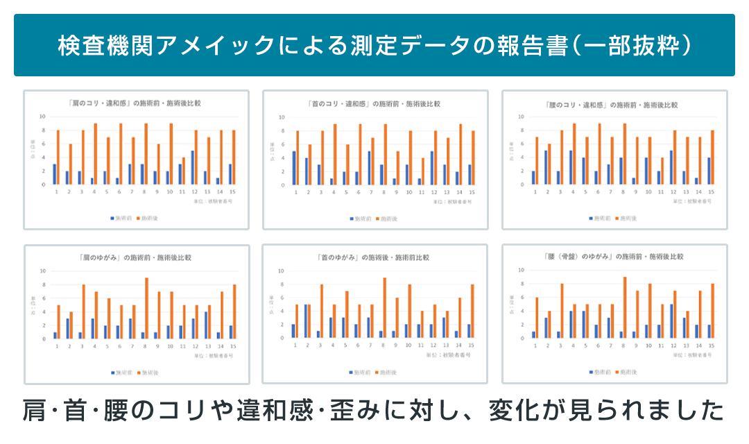 検査機関アメイックによる測定データの報告書（一部抜粋）